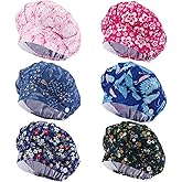 Panitay 6 Pcs Satin Lined Scrub Caps Women Nurse Surgical Hat with Buttons Ponytail Working Adjustable Pouch Tie Back