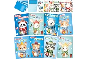 Treasure Cove Winter Card Making Craft Kit DIY Christmas Cards with Stickers Make Your Own Winter Animal Holiday Greeting Card Making Supplies for Xmas Home Classroom Activities Party Favor 12Pcs