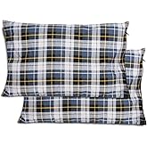 REDCAMP Small Camping Pillow Lightweight and Compressible, Flannel Travel Pillow with Removable Pillow Cover, 2 Pack