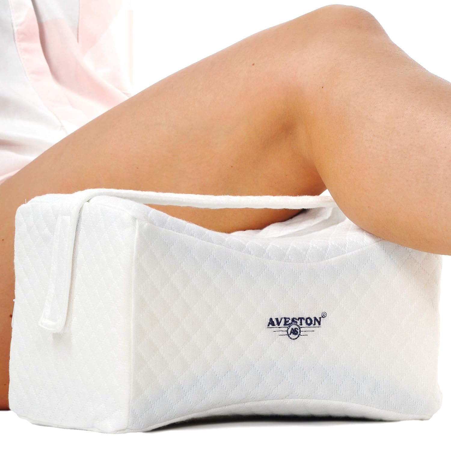 Knee Pillow for Side Sleepers Between Knees with Strap has Extra 100 Cotton Cover Back Pain