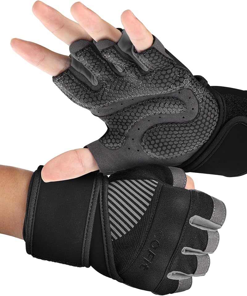 COFIT Workout Gloves Breathable Wrist Support Full Palm Grip L Black