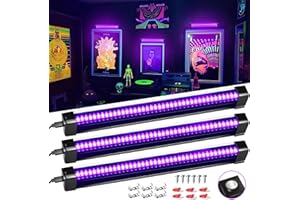 YQNLIFA 3PCs Black Light Bar, 12W 1ft USB Operated Magnetic LED Blacklight Tube for Golw Party with 3 Working Modes, Black Light Strip for Fluorescent Poster Body Paint Bedroom Neon Party