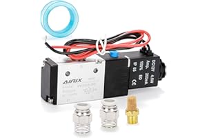 AIRIX 3V210-08 Pneumatic Solenoid Valve DC12V, 2 Position 3 Way, 1/4" NPT, Pilot-Operated Single Coil, Fast Response Electric Air Valve Out Of Line & Quick Connect Fittings
