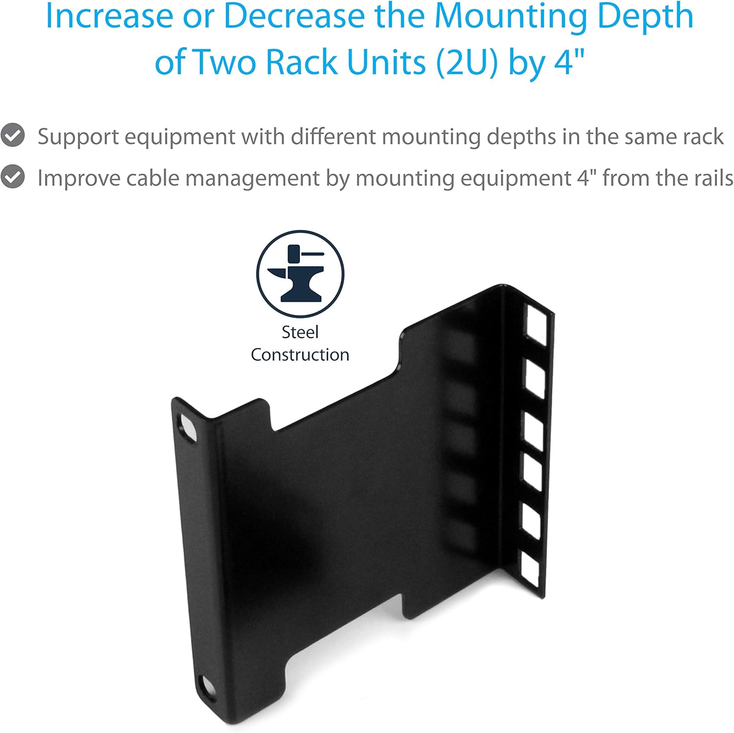 StarTech Server Rack Depth Extender 2U 4in / 10 cm TAA Compliant