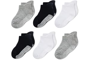 CozyWay Ankle Style Socks with Grippers for Little Girls & Boys, Infants, Toddlers, Children - 6 & 9 Pairs