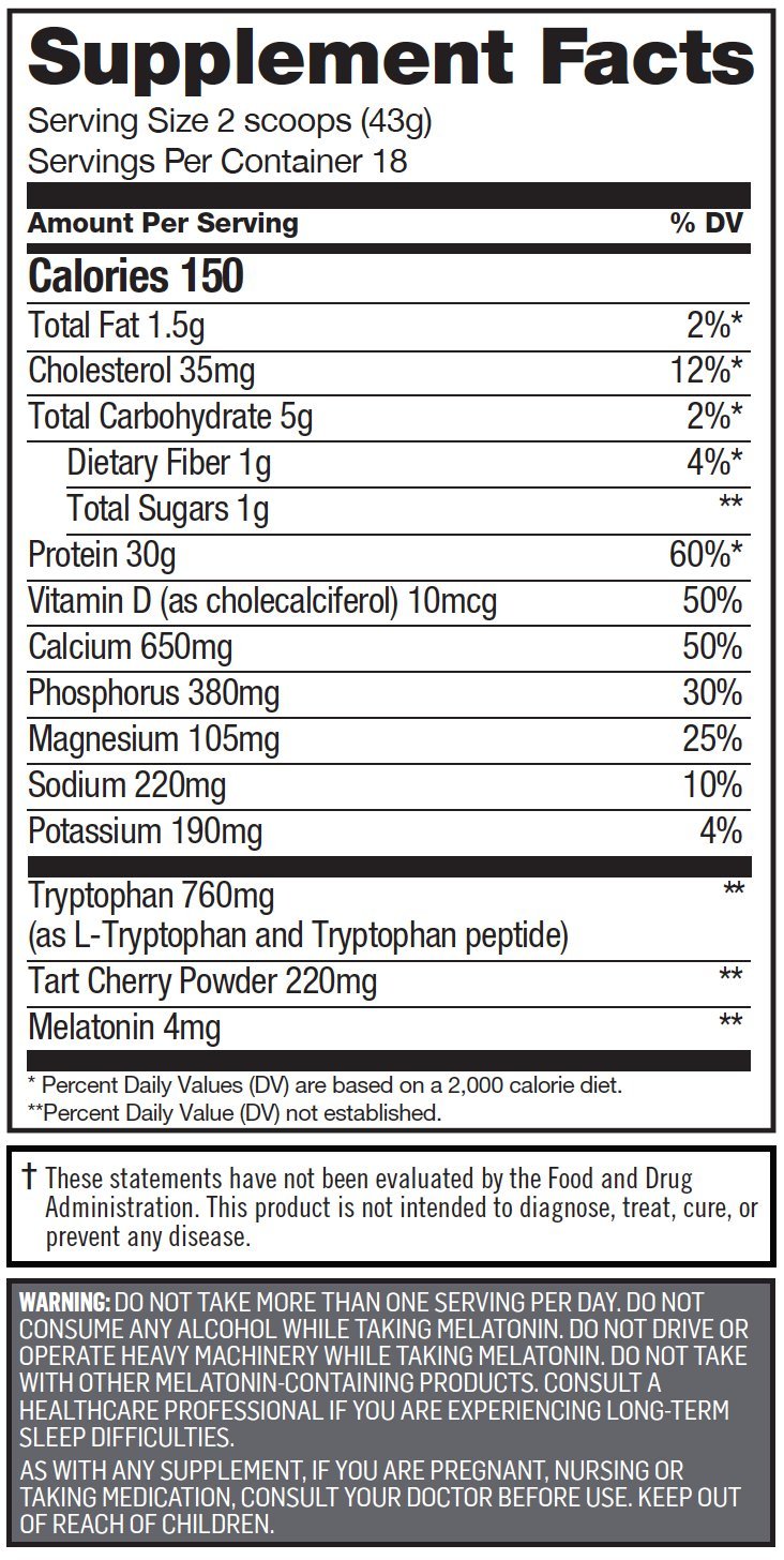 Cytosport Sleeping Giant Nighttime Protein Supplement Mix with Melatonin and Tryptophan, Hot Chocolate,...