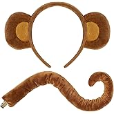 MUKOSEL Monkey Ears and Tail, Monkey Costume for Women Adult Monkey Ears Headband, Halloween Monkey Costume Women Cosplay Accessories
