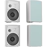 Herdio 6.5 Inches Outdoor Speakers Wired Waterproof Passive,Wall Mount Speakers with 800 Watts Powerful Bass for Home Patio Garden Covered Deck,All-Weather Durability,White(2 Pairs)