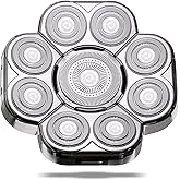 Magnetic Head Shaver Replacement Heads 7 Double Ring Waterproof Rotary Razor Blades for Bald Men Compatible with freebird wyklaus shpavver & Other Brands(silver9)