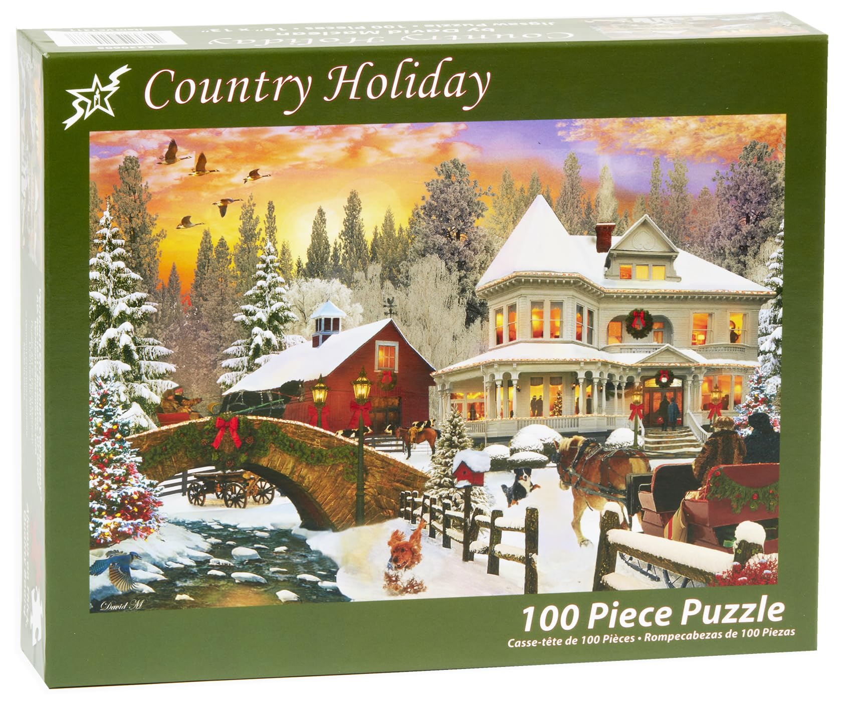 Country Holiday Jigsaw Puzzle 100 Piece - Christmas Puzzle with Large Pieces for Kids & Adults - 19