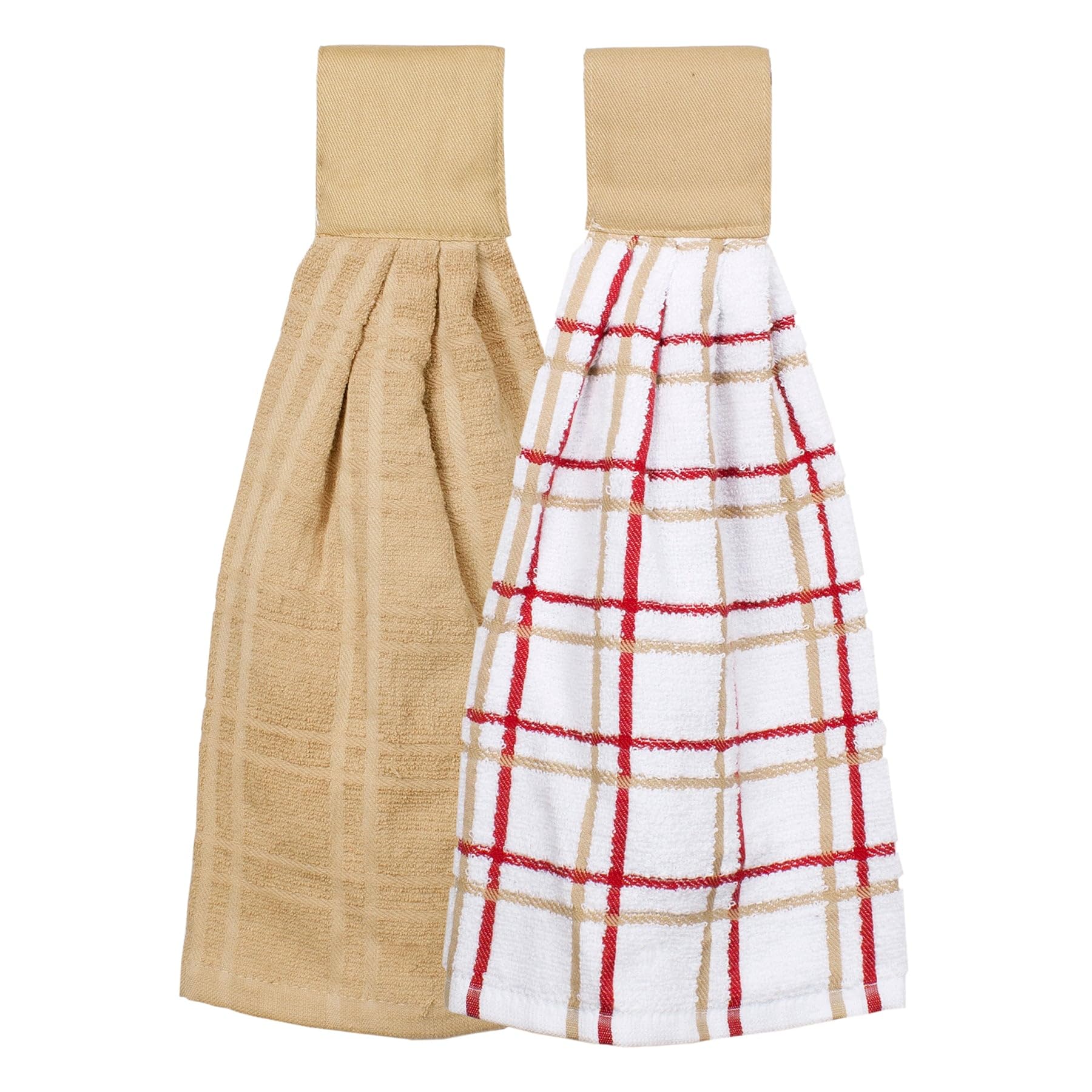 Ritz Premium 100% Cotton Solid and Multi Checked Kitchen Towel Absorbent Super Soft and Quick Dry Pack of 2 Biscotti