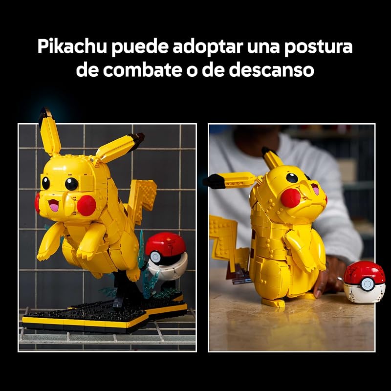 Pokémon Pikachu y Poké Ball - Maquetas para Construir para Adultos - Figura Articulada de Anime con Base de Exposición - Decoración Gamer de Escritorio - Regalo Coleccionable - 72152