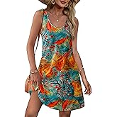 OFEEFAN Womens Summer Dresses 2026 V Neck Sleeveless Sundresses with Pockets Beach Vacation Clothes Floral/Plain
