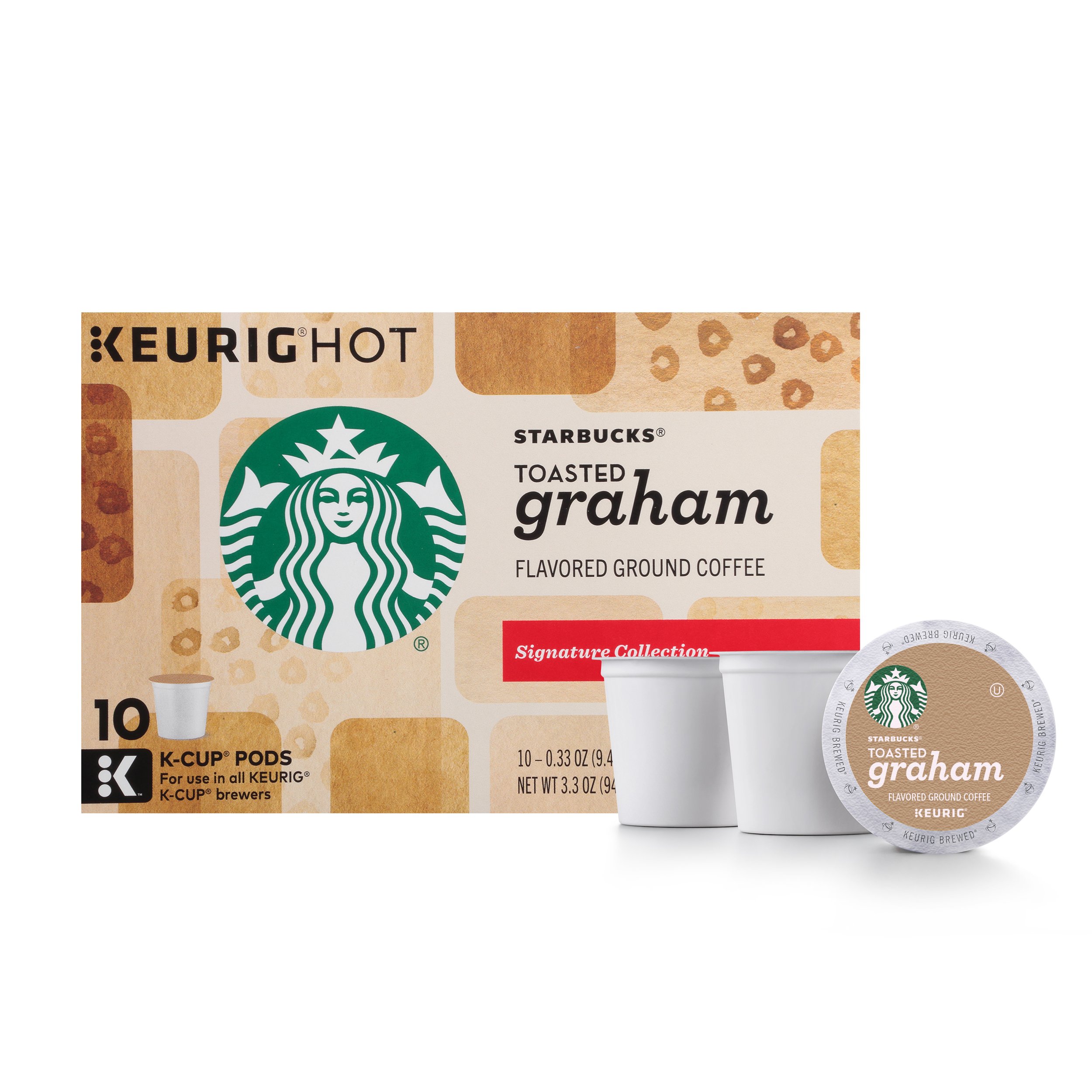 starbucks toasted graham flavored blonde light roast single serve coffee for keurig brewers, box of 10