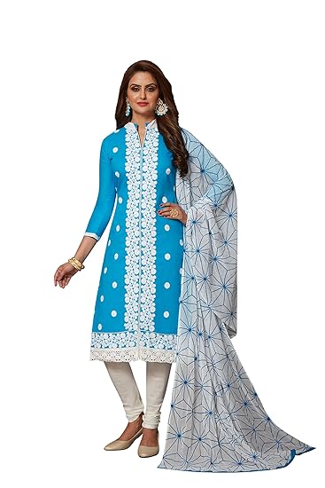 sky blue and white combination dress