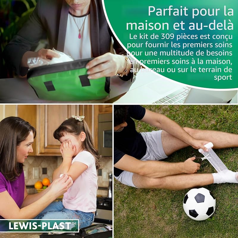 Trousse De Premiers Soins À Garder Dans Votre Voiture, À La Maison, Au Travail, En Vacances - Comprend L'essentiel Pour Les Situations D'urgence Quotidiennes, 309 Pièces (lot De 1)