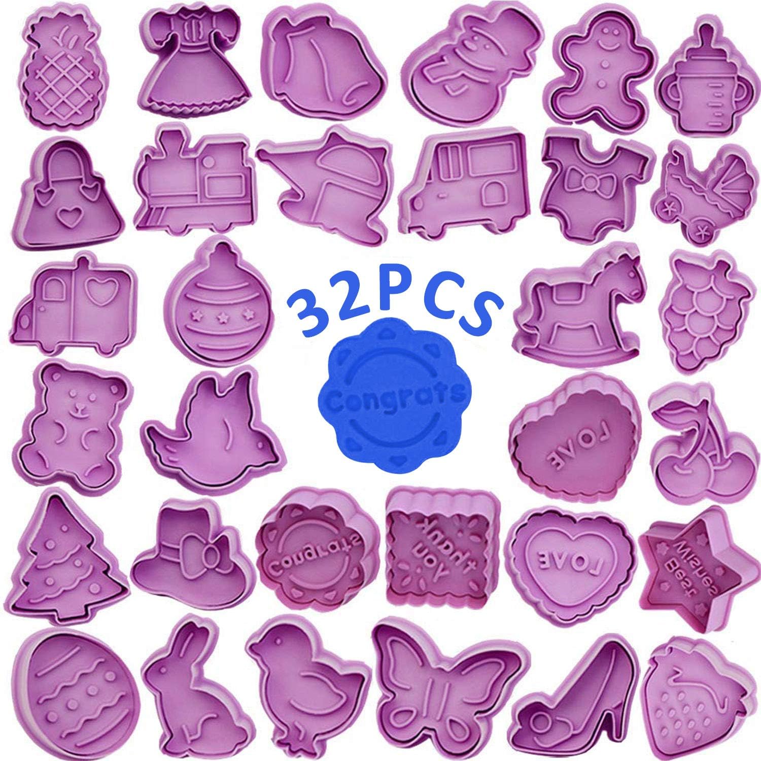 Cookie Cutter Set WENTS 32 PCS Plastic Cookie Cutter for Children