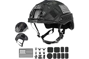 RUNCAM Airsoft Helmet, Fast PJ Type Tactical Paintball Helmet with Helmet Cover & Buffer Pads for Airsoft Paintball Cosplay Military Training Gift