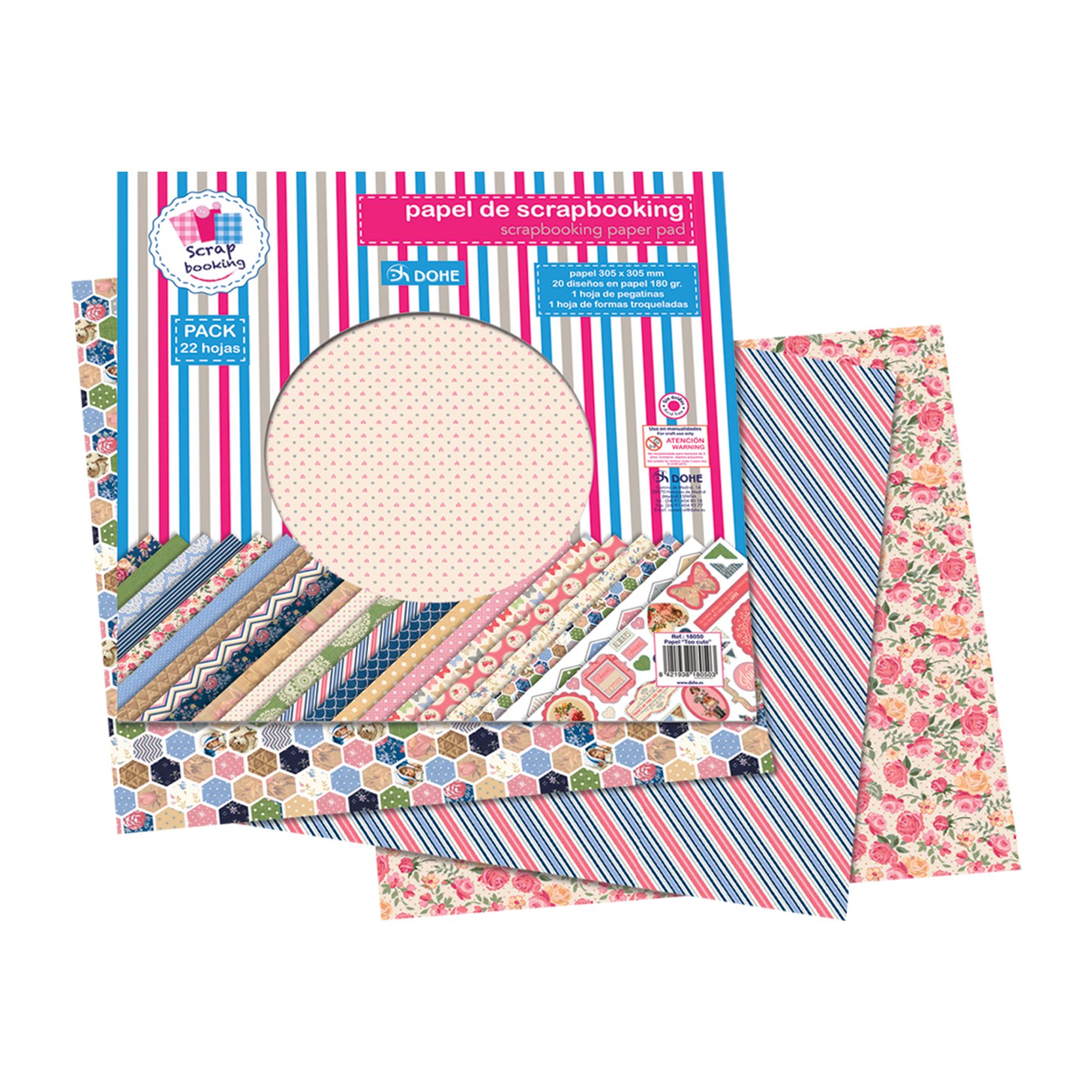 Dohe – Pack Too Cute, 22 Sheets of Paper, 30 x 30 mm + Stickers (18050)