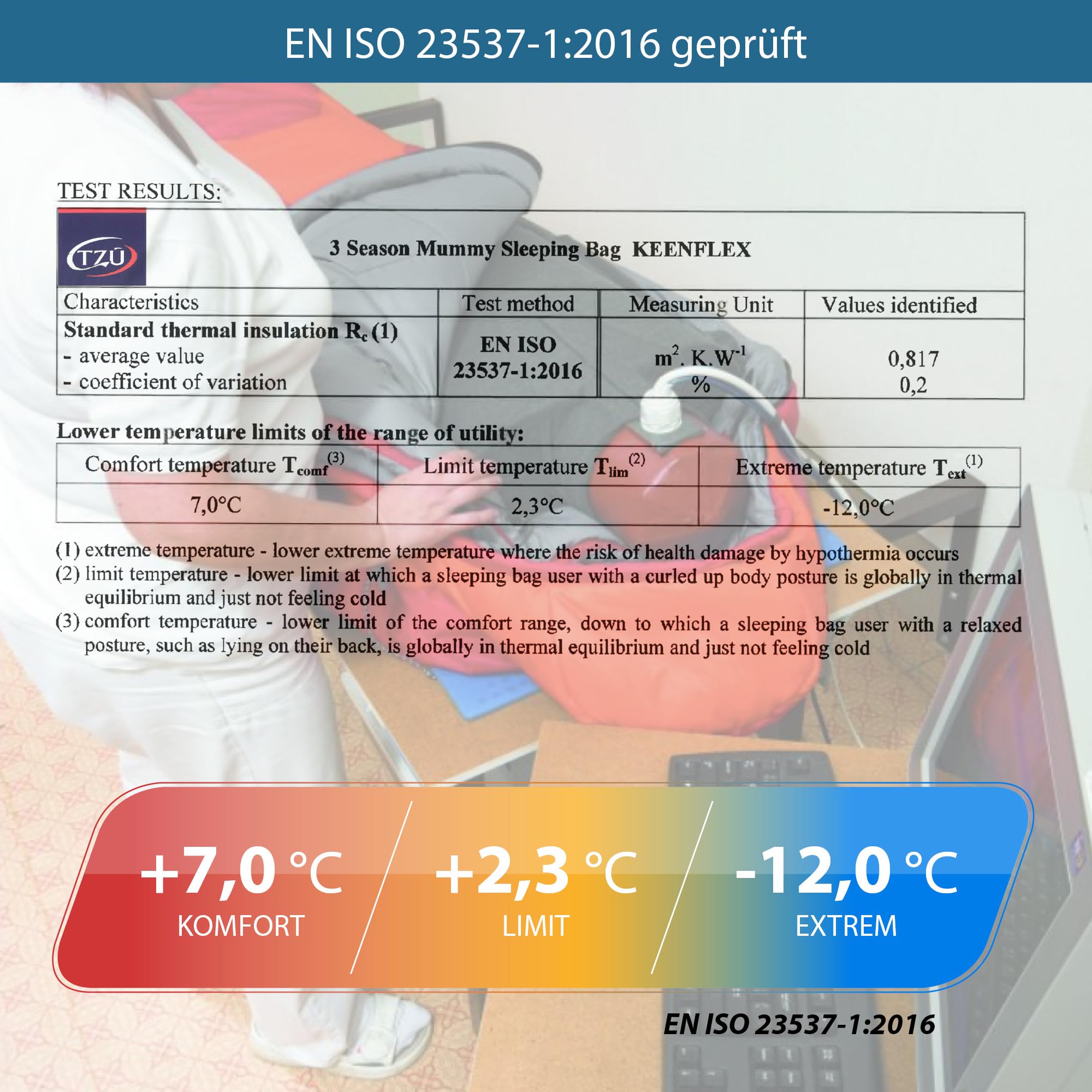 KEENFLEX Schlafsack Erwachsene - kleines packmaß - Sommerschlafsack 950g - 3 Jahreszeiten 1500g - Ultraleicht Mumienschlafsack für Trekking, Camping, Outdoor & Festivals 2