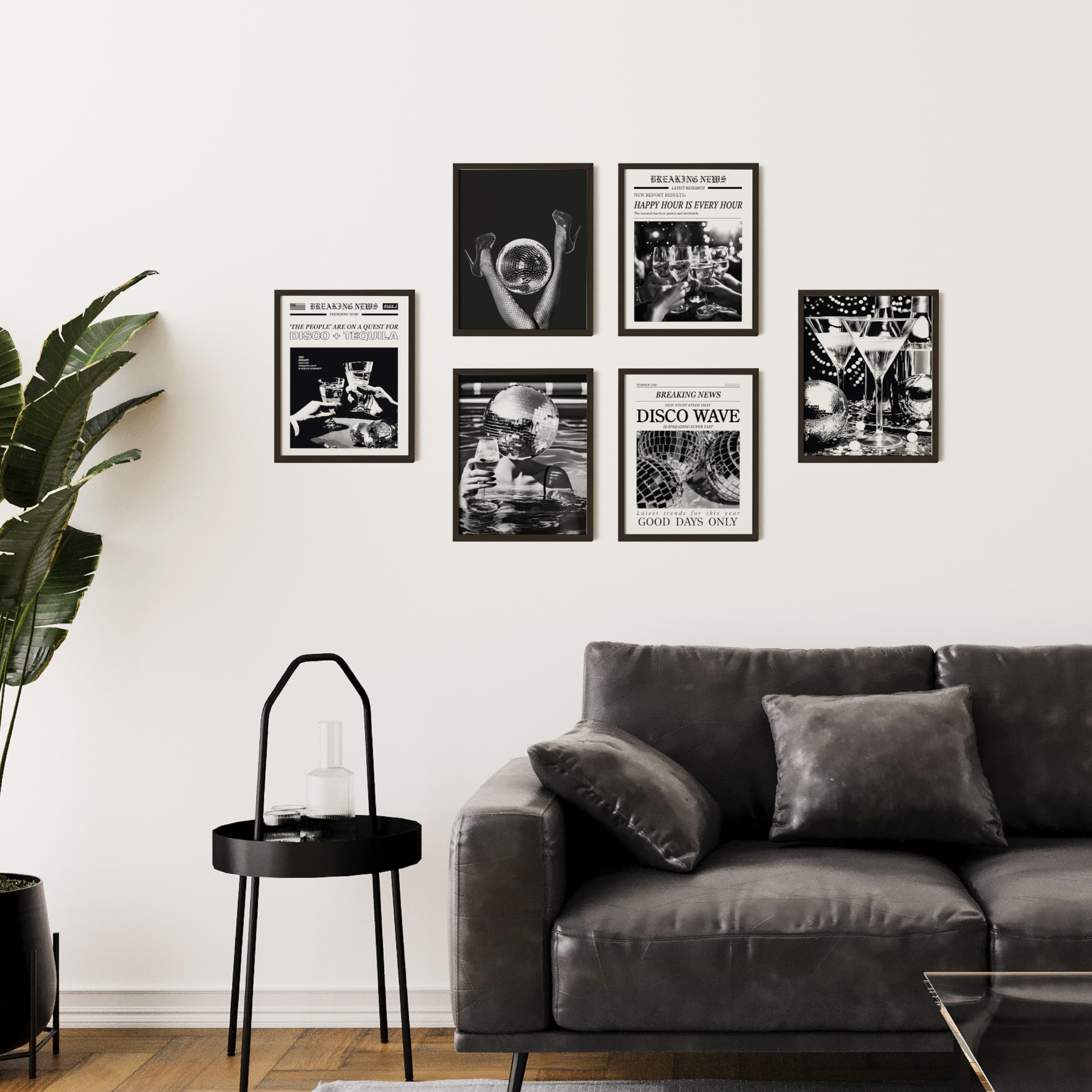 97 Decor Vintage Disco Ball Poster - Black White Wall Art, 70s Tequila Print, Trendy Newspaper Aesthetic Pictures, Retro Bar Cart Decorations, Disco Funky Decor for Teen Girl Dorm Bedroom (8X10 Unframed)