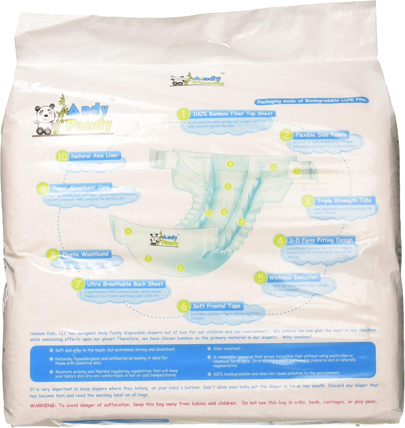 eco friendly premium bamboo disposable diapers by andy pandy