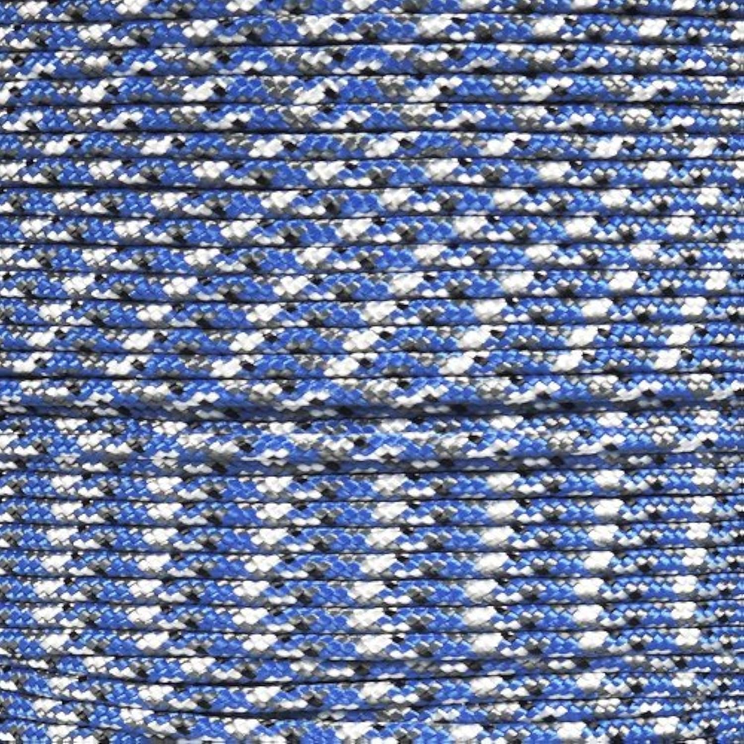 PARACORD PLANET 10, 25, 50, and 100 Foot Hanks of 425 Paracord (3mm) - Made of 100% Nylon for Tactical, Crafting, Survival, General Use, and Much More (Blue Camo, 100 Feet)