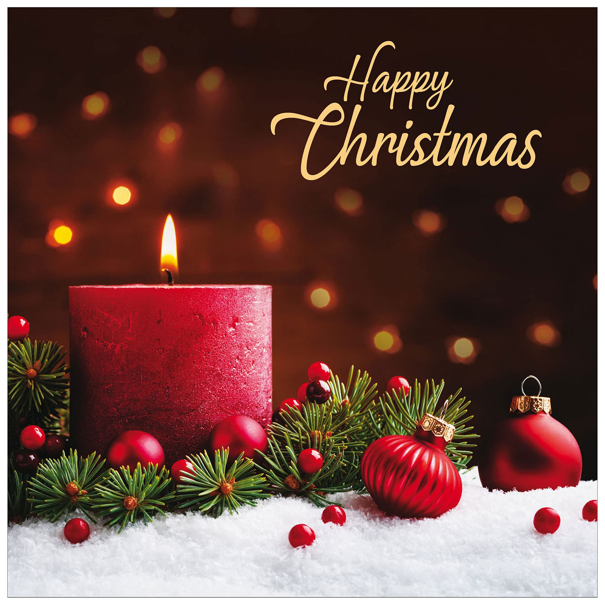 Christmas cards pack - Red Candle, 10 Christmas cards 2025 with 10 white envelopes - Designed, printed and hand-packed in the UK, by Just Cards Direct