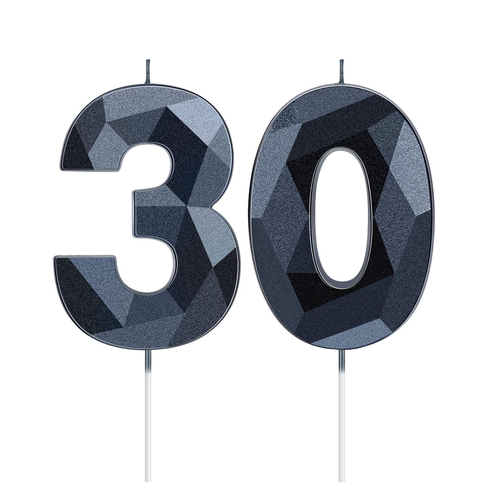 Nuanchu 2 Pieces Number 30 Candles Cake Decorating Topper for 30th Birthday Theme Party Anniversary