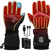 Heated Gloves for Men Women, 6000mAh Battery Rechargeable Hand Warmer Gloves with Touchscreen,Waterproof Electric Heated Ski Glove for Winter Outdoor Work Hunting Camping Snowboarding Hiking Raynaud