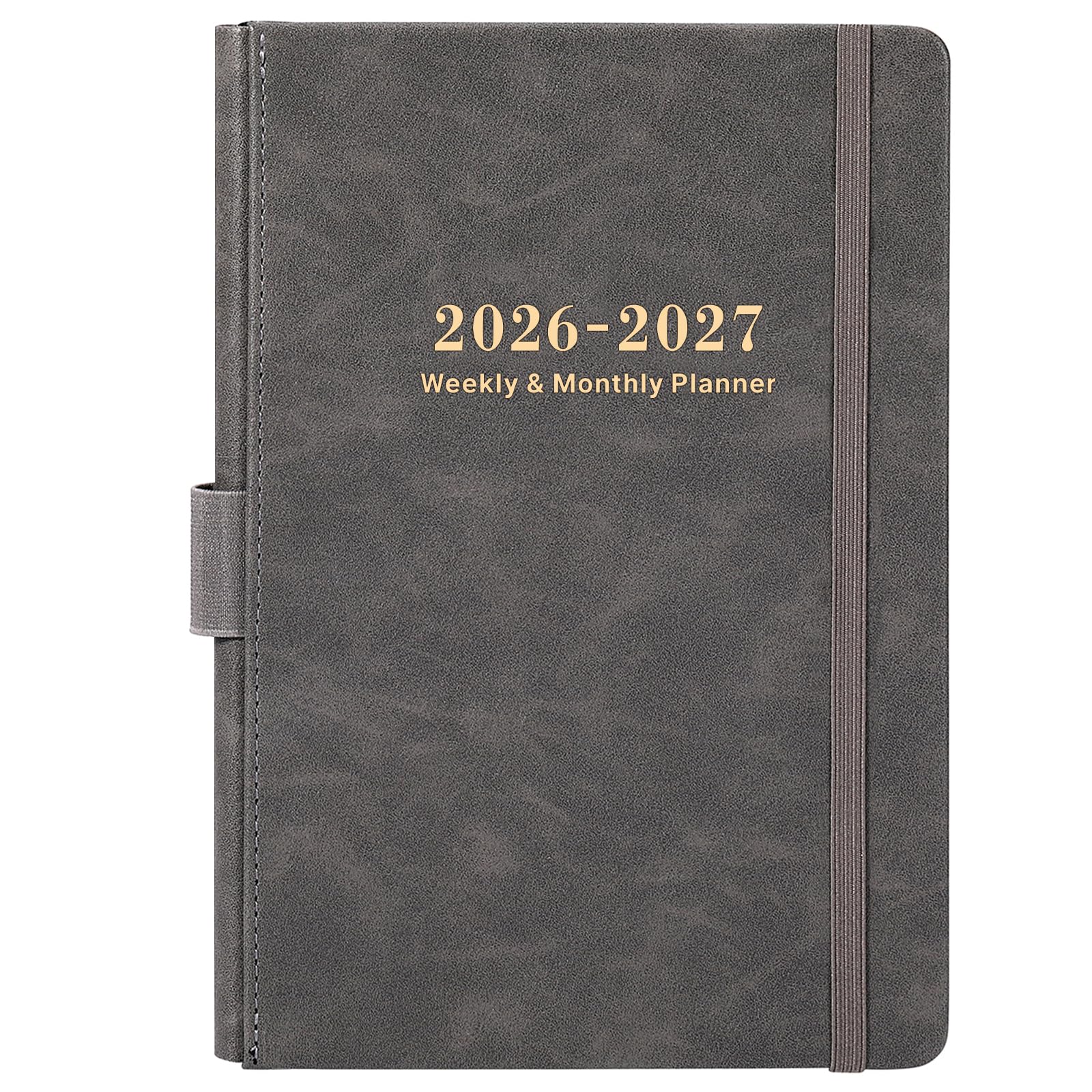 2026-2027 Academic Diary - A5 Diary 2026-2027 Week to View from July 2026 to June 2027, 14.6 X 21 cm, Monthly and Weekly Planner with Pen Holder, Inner Pocket and 40 Notes Pages, A5 Size, Grey