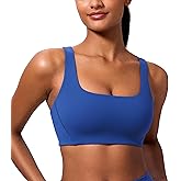 CRZ YOGA Butterlift Double Lined Square Neck Sports Bras for Women - Wireless V-Shaped Racerback Workout Yoga Top Non Padded