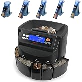 LLIKED Coin Counter &amp; Sorter Machine 5 US Coins 50 Wrappers 270/min LCD | Accurate Sort for Pennies, Nickels, Dimes, Quarters &amp; Dollars. Batch Wrap Mode, Holds 2000 Coins, Easy to Use