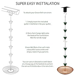 8.5FT Bell Iron Rain Chains for Gutter and Rain