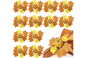 WINGFISH Fall Napkin Rings 12 Pcs Thanksgiving Napkin Rings Farmhouse Fall Pumpkin Napkin Holder for Thanksgiving Table Decorations, Fall Banquet, Holiday Dinner Party