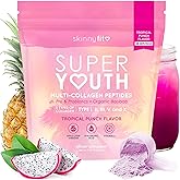 SkinnyFit - Super Youth Collagen for Women - Multi Collagen Peptides Powder - Probiotics, Fiber, Hyaluronic Acid - Non GMO, Gluten Free, Sugar Free - Beauty & Self Care - Tropical Punch (28 Servings)
