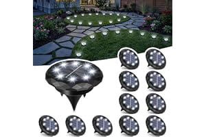SOLPEX Mini Solar Ground Lights, 12 Pack Solar Lights Outdoor Waterproof, Landscape Lighting for Garden Pathway Driveway Walkway (Cool White)