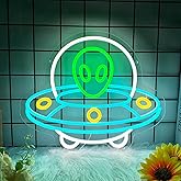 UFO Neon Sign, Alien Neon Signs for Wall Decor, UFO ET Dimmable Neon Light for Bedroom, Game Room, Kids Room, Bar Decoration, USB Powered Light Up Signs for Party Decor