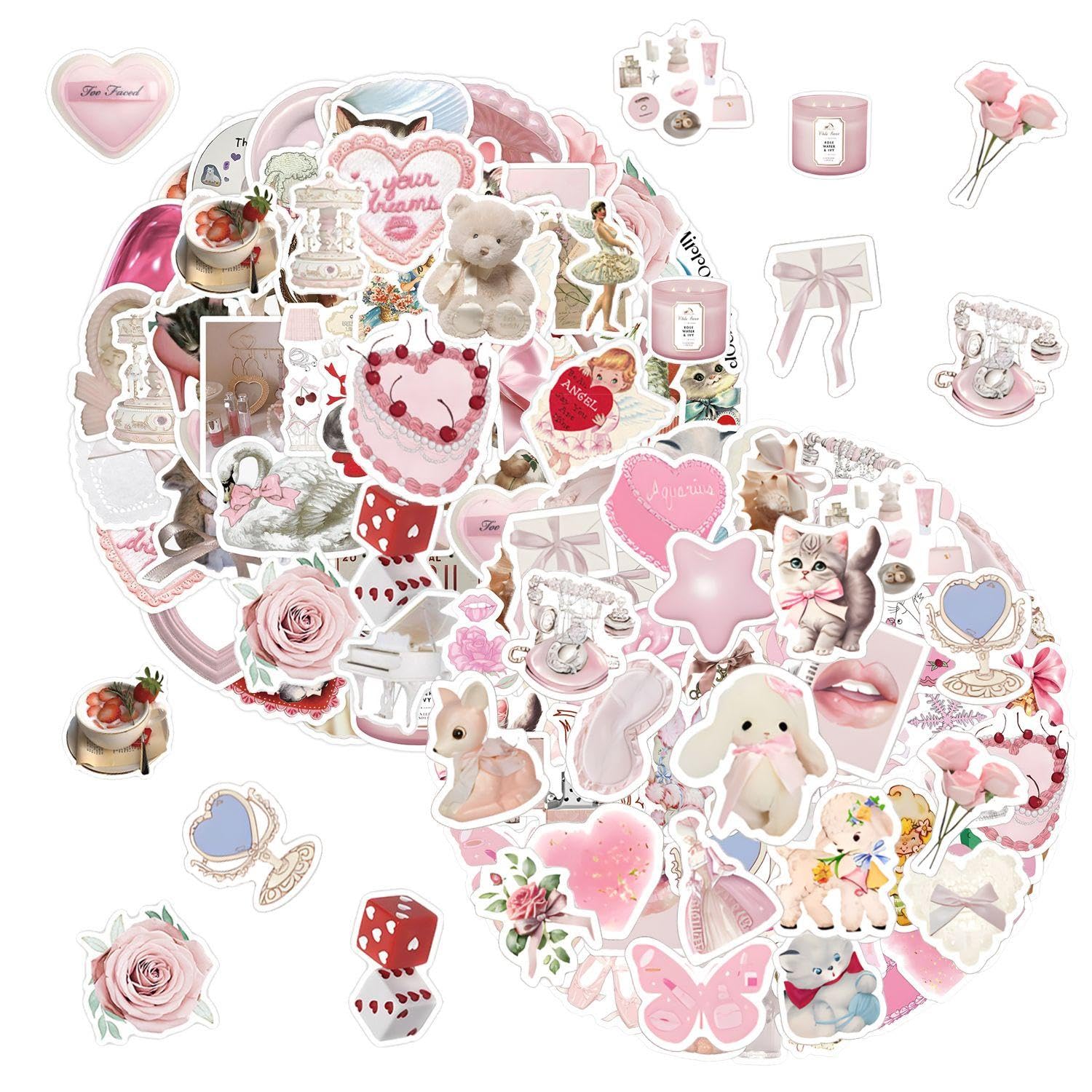 EOWVISN 240 Cute Pink Girl Stickers - Creative Graffiti, DIY Decorative, Waterproof Scrapbook - Suitable for Books, Laptops, Water Bottles
