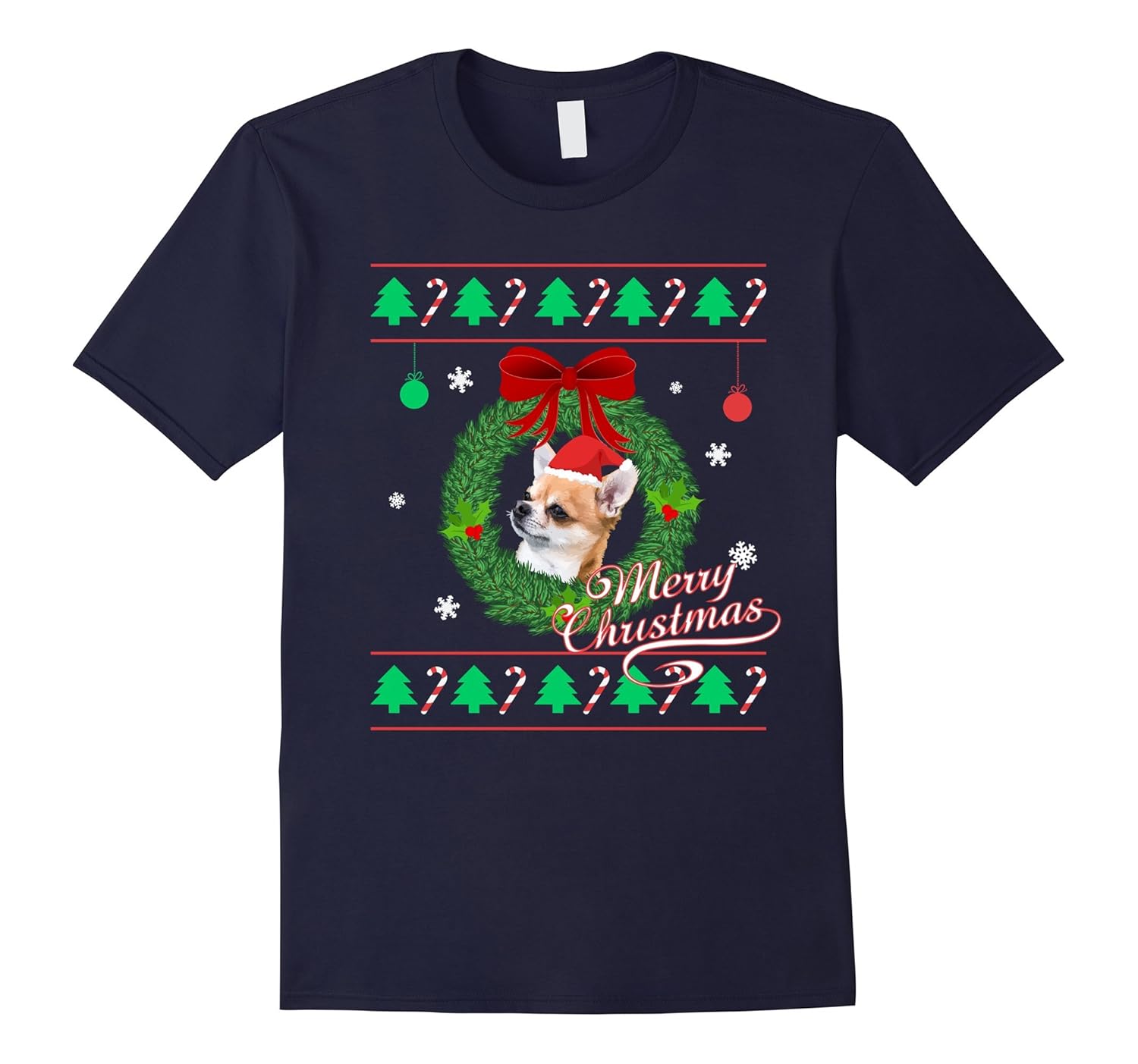 Ugly Christmas Sweater Chihuahua Puppy Graphic T-Shirt-ANZ