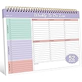 Kamoy Weekly To Do List Notepad with 52 Undated Sheets（8.5"×11"）- Undated Weekly Desk Planner Organizer for Work Home School Office Supplies