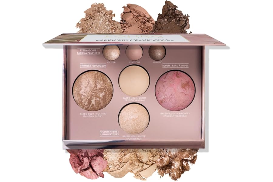 LAURA GELLER NEW YORK The Best of the Best Baked Palette – Full Size – Includes Bronzer, Blush, 2 Highlighters and 3 Eyeshadows – Travel-Friendly
