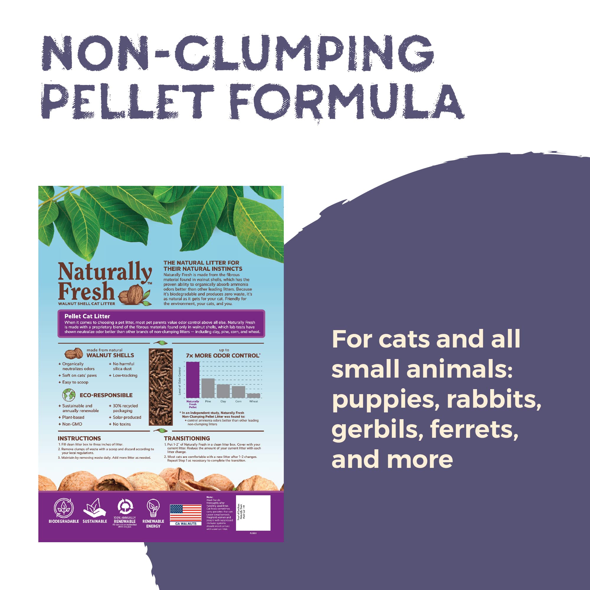 EcoShell Naturally Fresh Cat Litter Made from Walnut Shells, Pellet