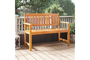 COSTWAY Wooden Bench Outdoor, Sturdy Outdoor Acacia Wood Bench for Garden, Park & Porch, 43”L x 22”W x 34”H, Teak
