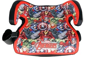 KidsEmbrace Marvel Avengers Group Backless Booster Car Seat with Seatbelt Positioning Clip, Red, Blue, Yellow, and Green