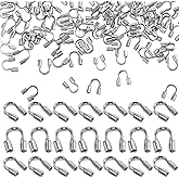 200PCS Wire Guards for Jewelry Making, Stainless Steel Wire Guardian Protectors, U Shape Wire Guard Loops Thread Protector, Silver U Shape Wires Guard Loops for Earring Bracelet Necklace DIY