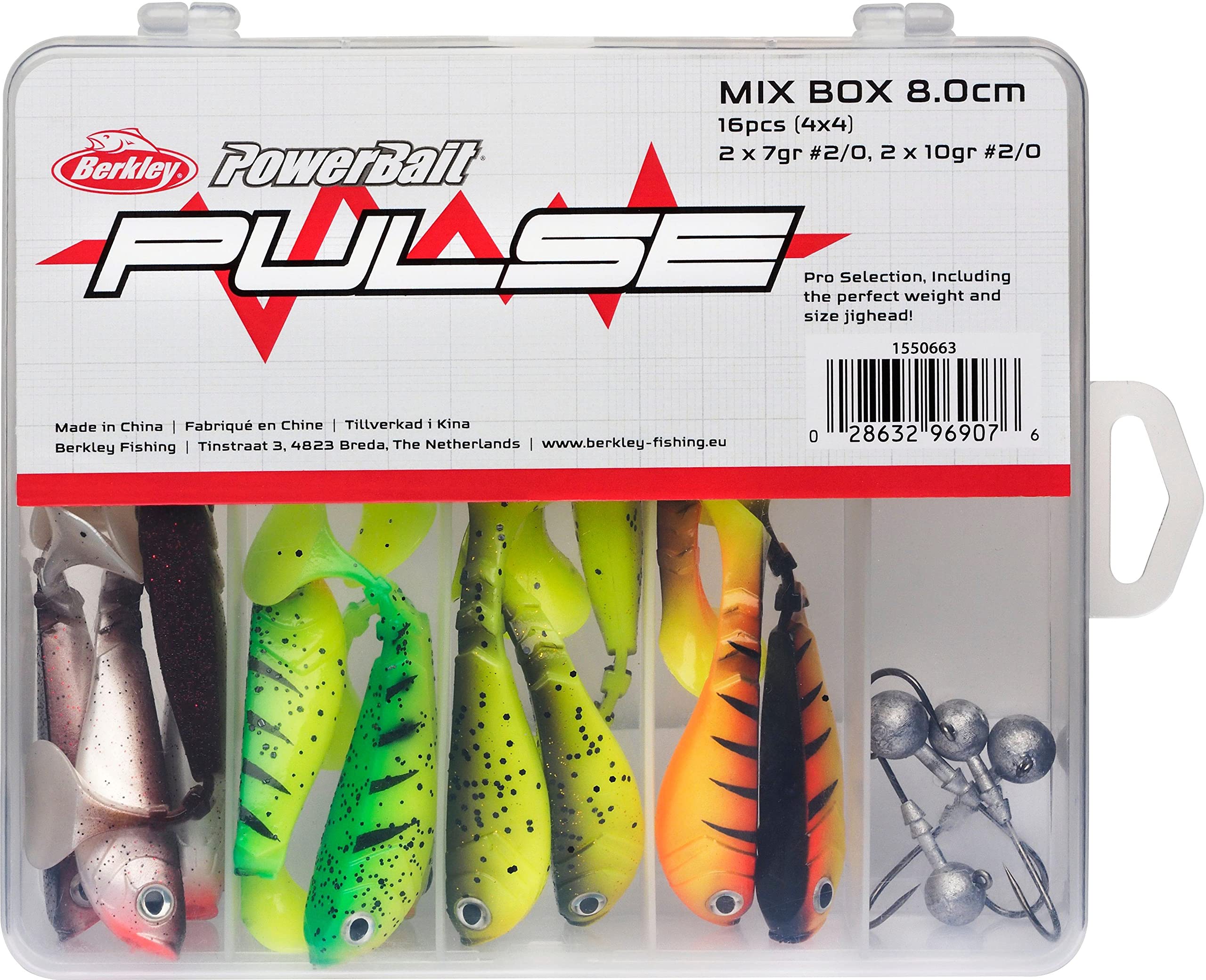 Berkley Pulse Shad MixBox with Jigheads, Fishing Hook, Soft Lures, PredatorFishing, Zander, Unisex, Assorted, Varied