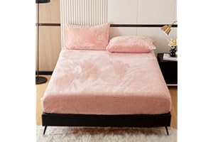 YIYEA Fleece Fitted Sheet King Size, Ultra Soft Shaggy Plush King Fitted Sheet, Fluffy Faux Fur 16" Deep Pocket Flannel Fitted Sheet for Fall Winter and Spring, 1 Pack Fitted Sheet Only