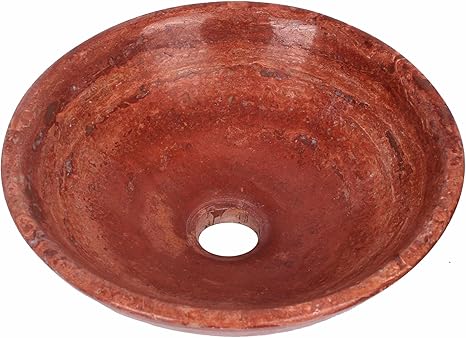 Tazón de fuente redondo de mármol Travertino piedra baño lavabo 400 mm