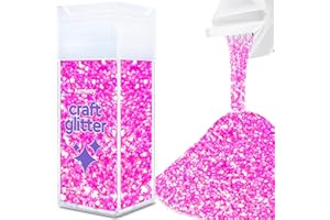 Hemway Craft Glitter Shaker 130g / 4.6oz Glitter for Arts, Crafts, Resin, Tumblers, Nails, Painting, Decoration, Festival, Cosmetic, Body - Extra Chunky (1/24" 0.040" 1mm) - Baby Pink Iridescent